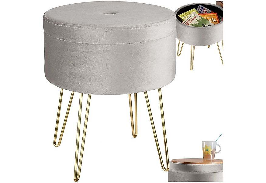 tectake Sitzhocker Schminkhocker Ava gepolstert in Samtoptik 300kg mit Stau günstig online kaufen