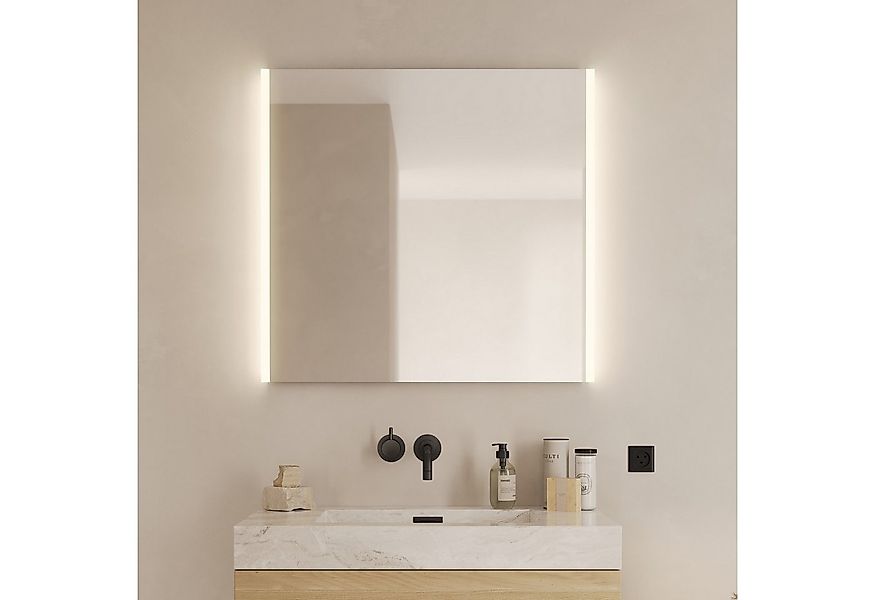 Loevschall LED-Lichtspiegel Lago Quadratisch, Badzimmerspiegel mit LED Bele günstig online kaufen