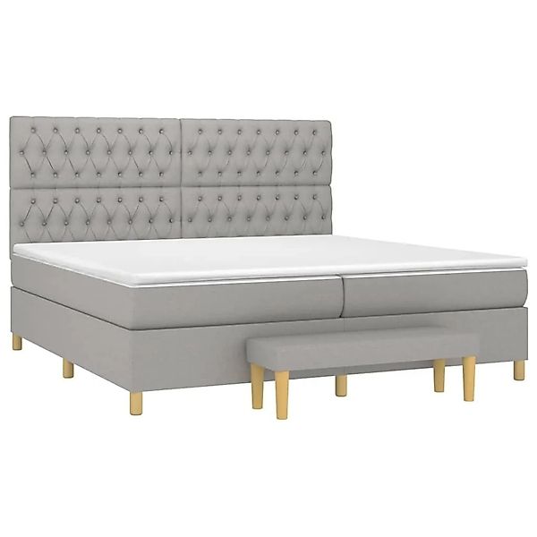 vidaXL Boxspringbett mit Matratze Hellgrau 200x200 cm Stoff 3137421 günstig online kaufen