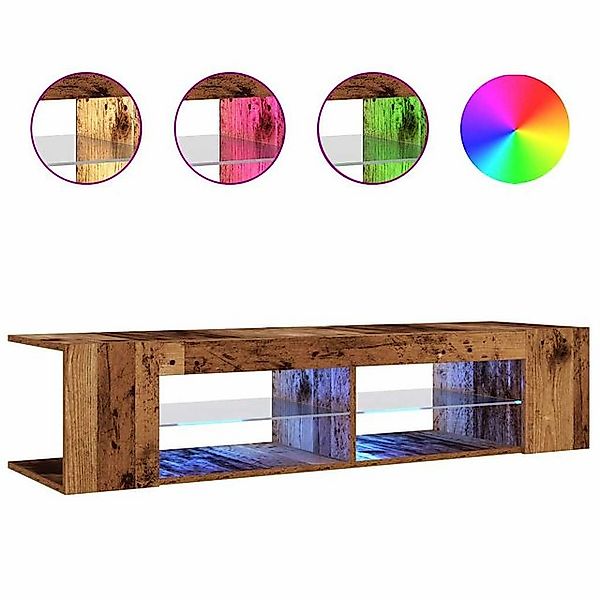 vidaXL Schrankmodule TV-Schrank mit LED-Leuchten Altholz-Optik 135x39x30 cm günstig online kaufen