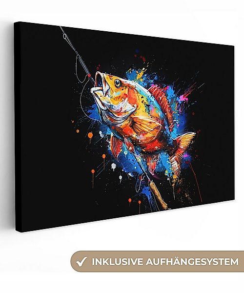 OneMillionCanvasses® Leinwandbild Graffiti - Sport - Angeln - Angelrute, Fo günstig online kaufen