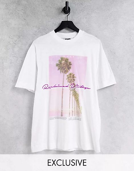 Reclaimed Vintage Inspired – T-Shirt aus Bio-Baumwolle mit Palmen-Grafikpri günstig online kaufen