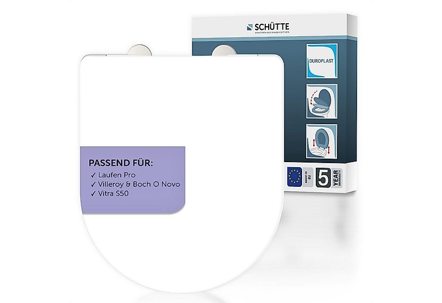 Schütte WC-Sitz Duroplast, WHITE D-Form PRO 2 (WC-Sitz, Befestigungsmateria günstig online kaufen