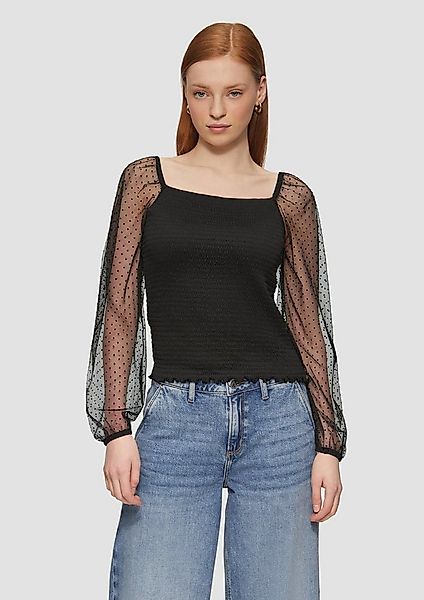 QS Langarmshirt T-Shirt Smok-Shirt mit Tüllärmeln günstig online kaufen