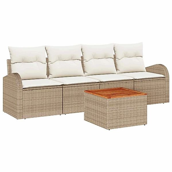 vidaXL Garten-Sofa-Set 5-Tlg Beige Poly Rattan 3347512 günstig online kaufen