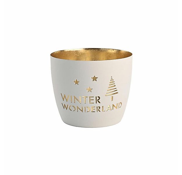 Giftcompany Windlicht Madras Winter Wonderland M weiß, Gold, H 8.5 cm günstig online kaufen