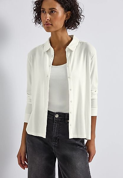 STREET ONE Langarmshirt, Jersey-Shirt im Blusen-Look und mit Knopfleiste günstig online kaufen