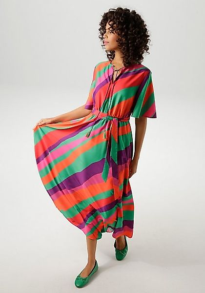 Aniston CASUAL Sommerkleid (mit abnehmbarem Bindeband) im farbenfrohen Stre günstig online kaufen