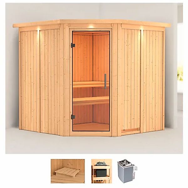 Karibu Sauna »Jarin« Set, 9-kW-Ofen mit integrierter Steuerung günstig online kaufen