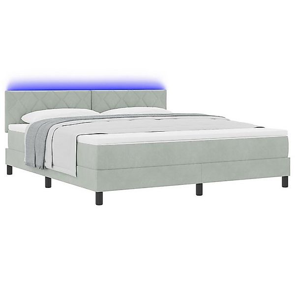 vidaXL Bett LED Boxspringbett mit Matratze Hellgrau 180x200 cm Samt (1-tlg) günstig online kaufen