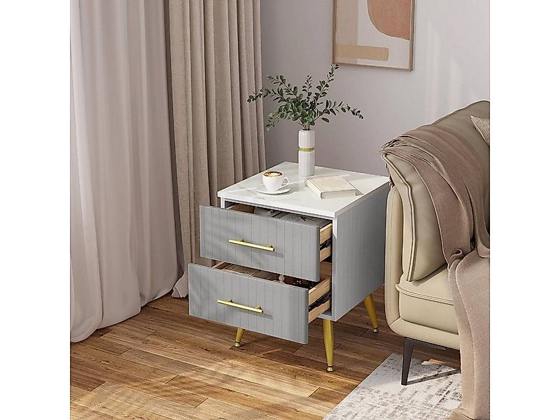 Woltu Nachttisch (2-St), Sofatisch Nachtkommode mit 2 Schubladen aus MDF günstig online kaufen