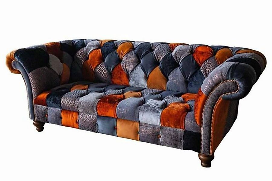 JVmoebel Sofa Chesterfield 3 Sitzer Sofa Couch Textil Samt Luxus Polster Si günstig online kaufen