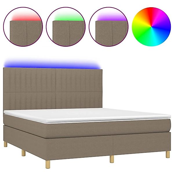 vidaXL Boxspringbett mit Matratze & LED Taupe 160x200 cm Stoff 3135609 günstig online kaufen