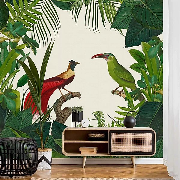 Fototapete Grünes Paradis mit tropischen Vögeln günstig online kaufen