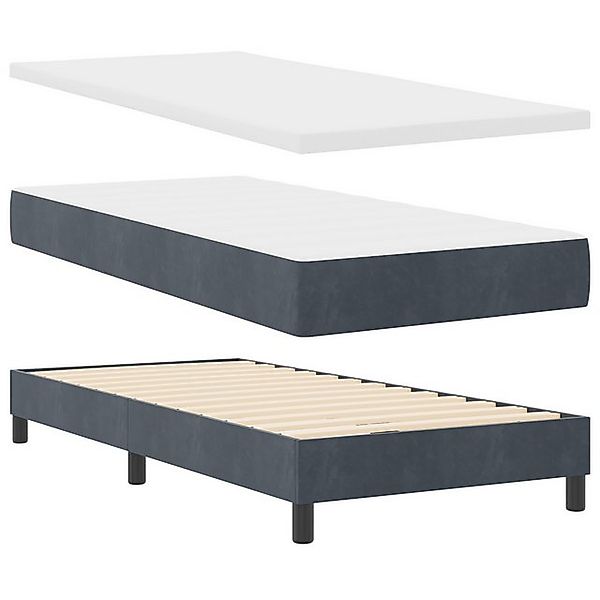 vidaXL Bett Boxspringbett mit Matratze in Dunkelgrau, 100x200 cm, Samt (1-t günstig online kaufen