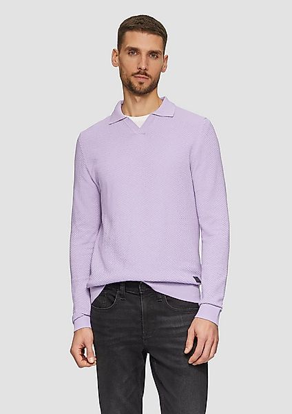 s.Oliver Longpullover Strickpullover Strukturierter Strickpullover mit Polo günstig online kaufen