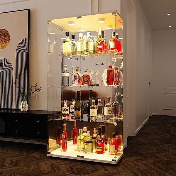 FUROKOY Glasvitrine Vitrinenschrank mit Glastüren Beleuchtung günstig online kaufen