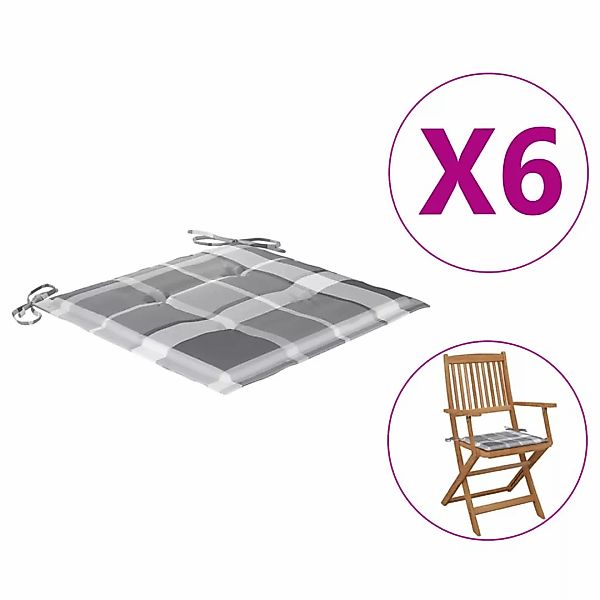 vidaXL Sitzauflage Gartenstuhl-Kissen 6 Stk. Grau günstig online kaufen