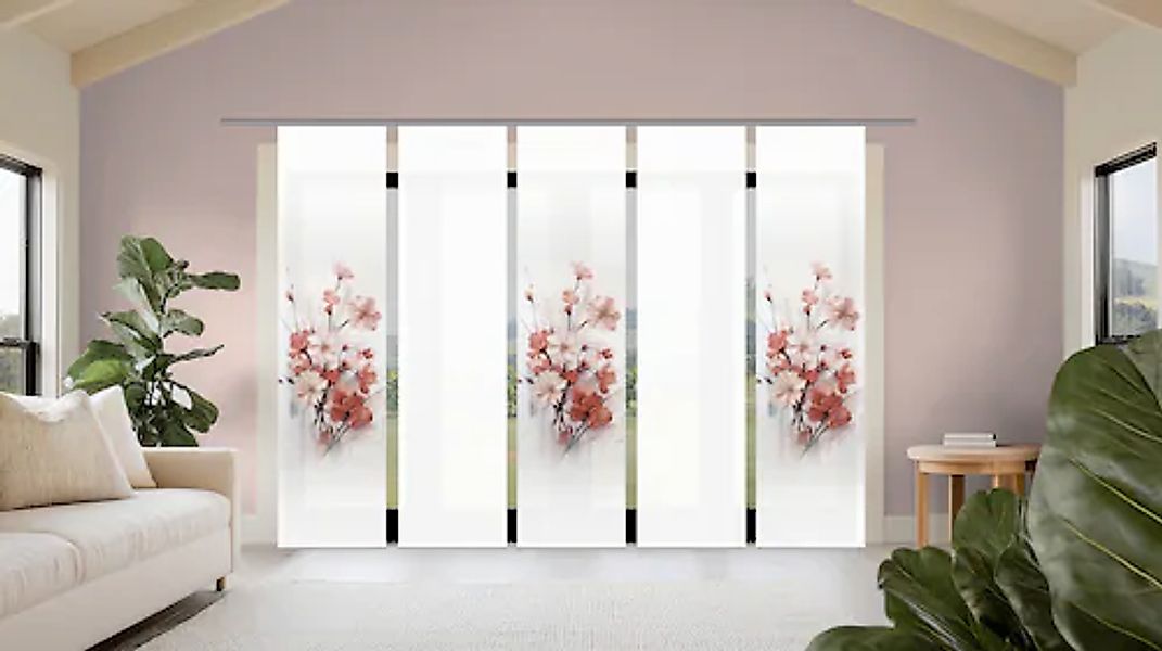 HOME WOHNIDEEN Schiebegardine »LOTUS« Paneelwagen 5 Stk. tlg. Schiebewand S günstig online kaufen