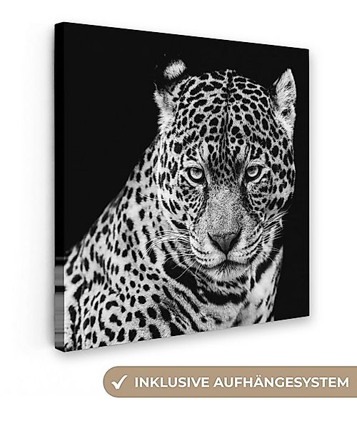 OneMillionCanvasses® Leinwandbild Leopard - Tiere - Schwarz - Weiß - Porträ günstig online kaufen