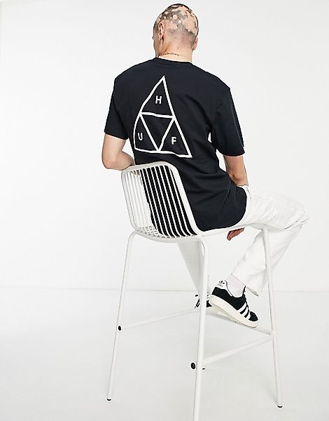 HUF – Essentials TT – T-Shirt in Schwarz mit Rückenprint günstig online kaufen