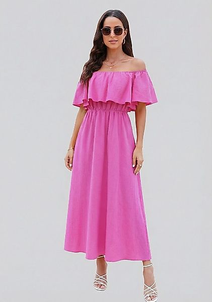 Cupshe Maxikleid Schulterfreier Volant mit Rüschen in Unifarbe günstig online kaufen