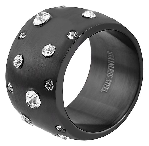 AKZENT Fingerring Black love Edelstahl schwarz Damen, Damen Ring günstig online kaufen