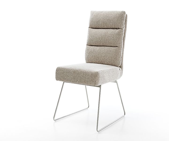 Esszimmerstuhl Pela-Flex Webstoff Soft Beige Kufengestell Edelstahl Taschen günstig online kaufen