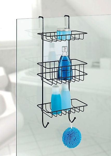 WENKO Duschregal "Revigo" mit 3 Ablagen, aus schwarz lackiertem Stahl günstig online kaufen