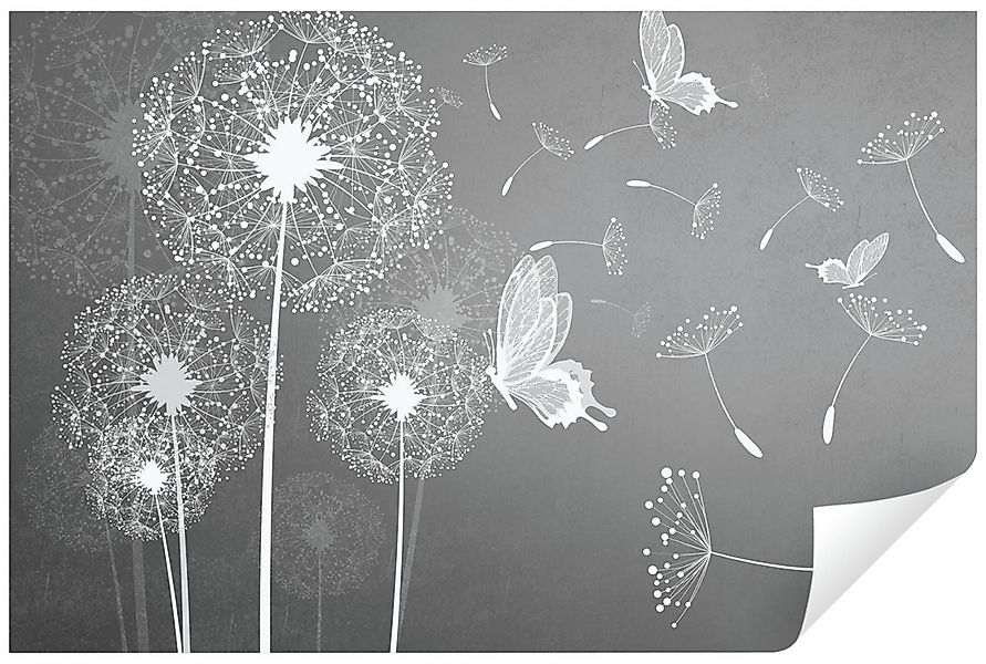Wallarena Fototapete Pusteblumen Blumen Grau Schmetterling Moderne Wohnzimm günstig online kaufen