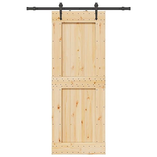 vidaXL Schiebetür mit Beschlag 85x210 cm Massivholz Kiefer 3332738 günstig online kaufen