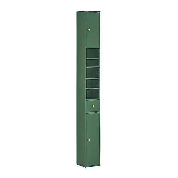 SoBuy Badezimmerschrank mit 5 Fächern und 1 Schublade MDF Grün BZR34-SY günstig online kaufen