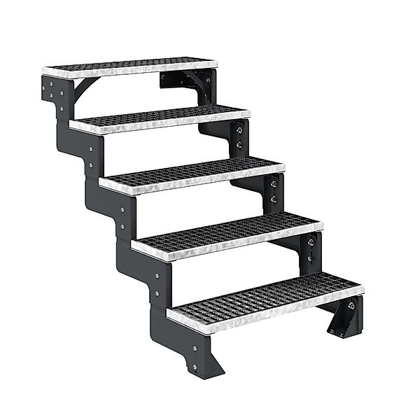 Dolle Außentreppe Gardentop Anthrazit 5 Gitterroststufe 100 cm Ohne Gelände günstig online kaufen