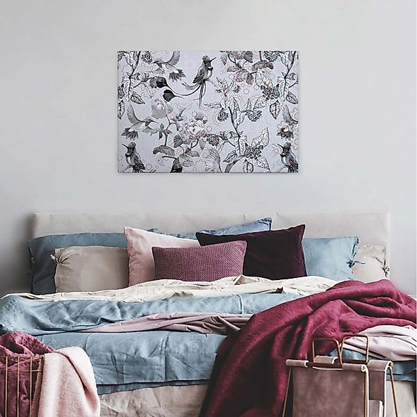 Bricoflor Schwarz Weißes Leinwandbild Mit Vögeln Modernes Bild Auf Leinwand günstig online kaufen