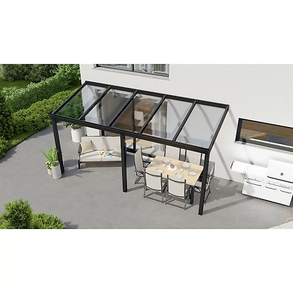 Terrassenüberdachung Professional 500 cm x 250 cm Schwarz Struktur PC Klar günstig online kaufen