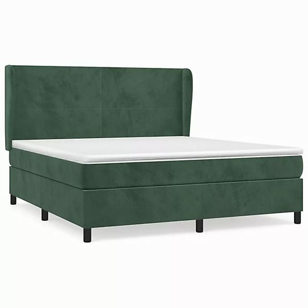 vidaXL Boxspringbett Boxspringbett mit Matratze Dunkelgrün 160x200 cm Samt günstig online kaufen