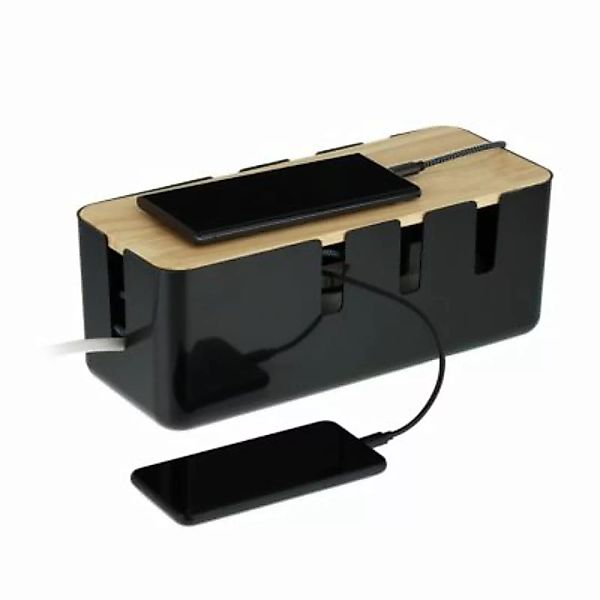 relaxdays Kabelbox mit Holzdeckel schwarz günstig online kaufen
