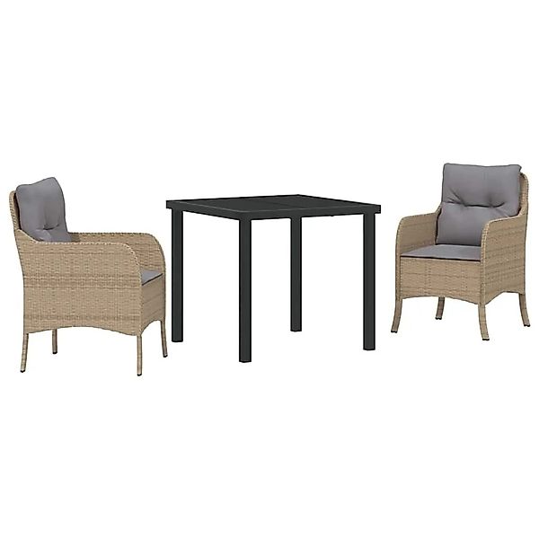 vidaXL Garten Essgruppe mit Kissen 3-Tlg Beige Poly Rattan 3380176 günstig online kaufen