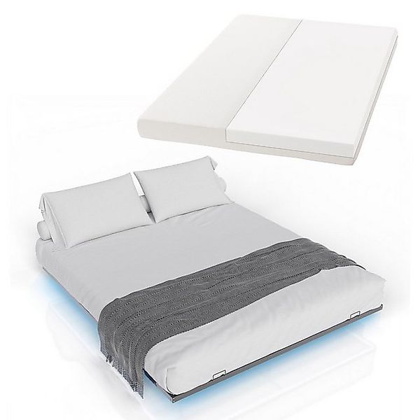 Juskys Metallbett Palamos, 180x200 cm mit Matratze, Lattenrost, Beleuchtung günstig online kaufen