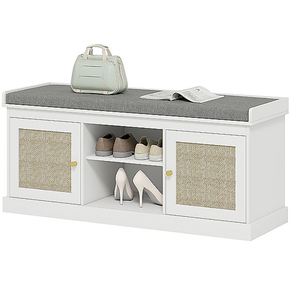 HOMCOM Schuhschrank Bank Schuhaufbewahrung Bohemian Style mit Gepolsterter günstig online kaufen