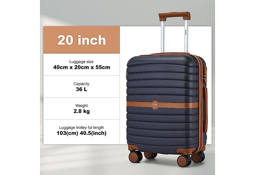 KONO Kofferset Hartschalenkoffer (55/66,5/76,5 cm Hoch)+Kabinentasche (44,5 günstig online kaufen