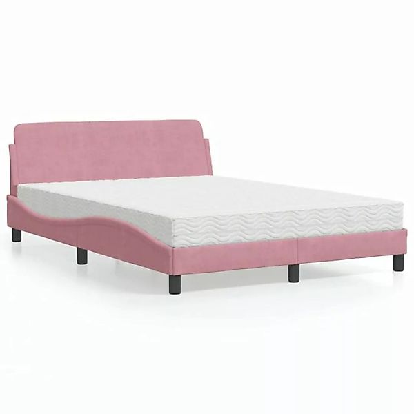 vidaXL Bett Bett mit Matratze Rosa 140x200 cm Samt günstig online kaufen
