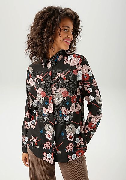 Aniston CASUAL Hemdbluse, mit extravagantem, grafischen Blumendruck - NEUE günstig online kaufen