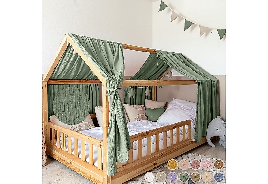lilimaus Betthimmel Musselin Hausbett Himmel für Kinderzimmer mit Gold Appl günstig online kaufen