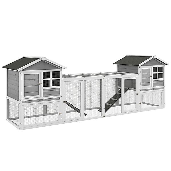 PawHut Hasenstall Freigehege, 259L x 64B x 92H cm, Kaninchenstall Holz, Has günstig online kaufen