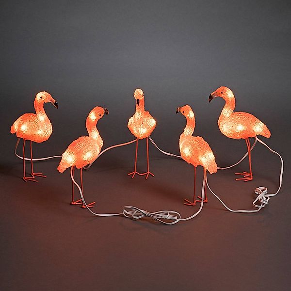 KONSTSMIDE Weihnachtsfigur LED Acryl Flamingos, 5er-Set, 40 bernsteinfarben günstig online kaufen