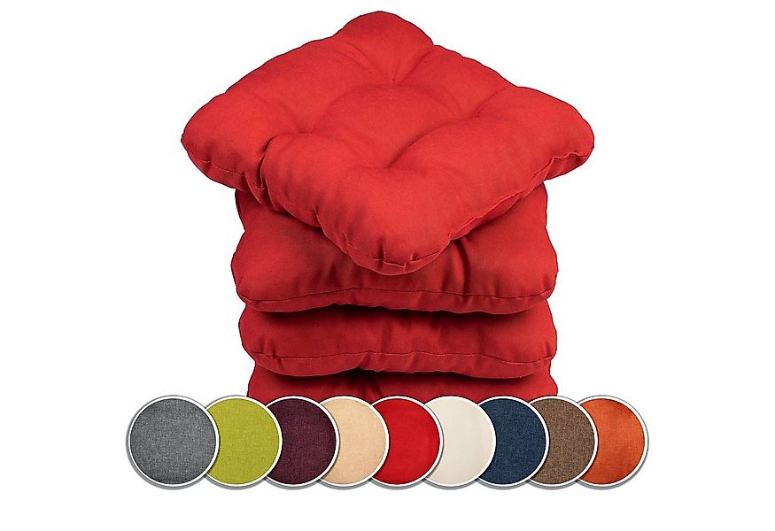 sunnypillow Stuhlkissen 4er Set Stuhlkissen 40x40 cm Bequeme 8cm, Polsterau günstig online kaufen