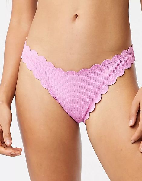 Aerie – Knappe Bikinihose mit hohem Beinausschnitt und Muschelsaum in Viole günstig online kaufen