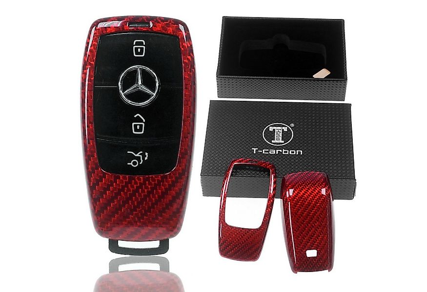 T-Carbon Schlüsseltasche Auto Schlüssel Carbon Schutz Hülle Rot, Mercedes B günstig online kaufen