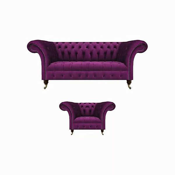 JVmoebel Chesterfield-Sofa Chesterfield Lila Sofa Couch Dreisitze Wohnzimme günstig online kaufen